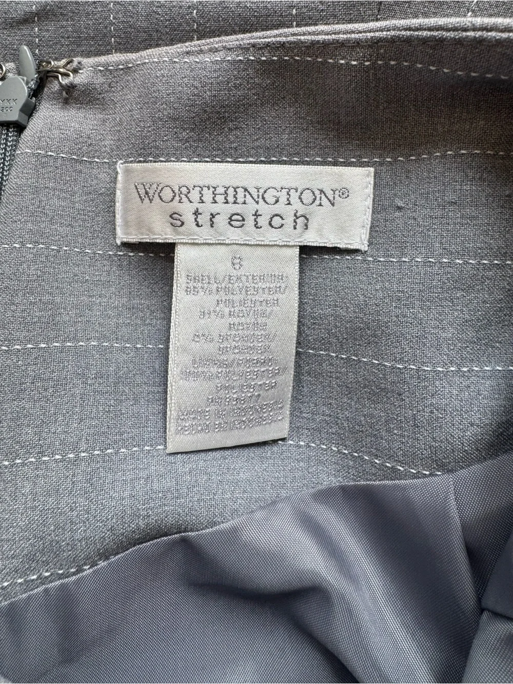 Vintage Y2K Worthington Stretch Gray Pinstripe A-Line Career Skirt Size 8